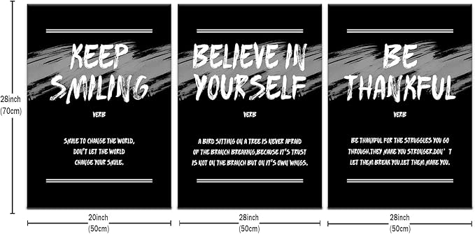 Motivational Poster Print Canvas Wall Art Home Decor Inspirational Entrepreneur Quotes Positive Theme Picture Painting Artwork for Living Room Gym School Office Stretched and Framed [60''Wx28''H]