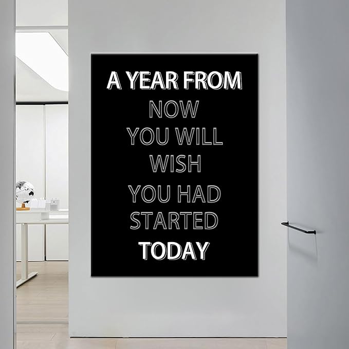 Motivational Wall Art Canvas Positive Artwork Entrepreneur Quote Painting Inspirational Office Wall Decor Art for Bedroom Living Room Home Office Decoration Framed [24''Wx36''H]