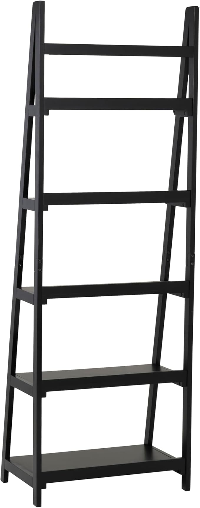 Linon Melissa Black Wooden Five Shelf Ladder Bookcase