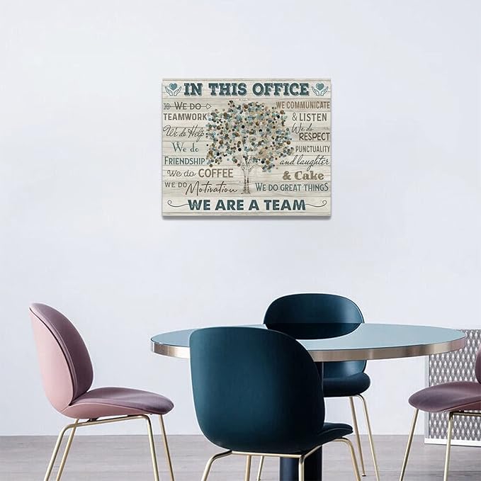 yerretin In this Office Wall Art Motivational Quotes Pictures Wall Decor for Office Inspirational We Are A Team Canvas Painting Room Decorations Artwork Framed Ready to Hang, 20"x16"