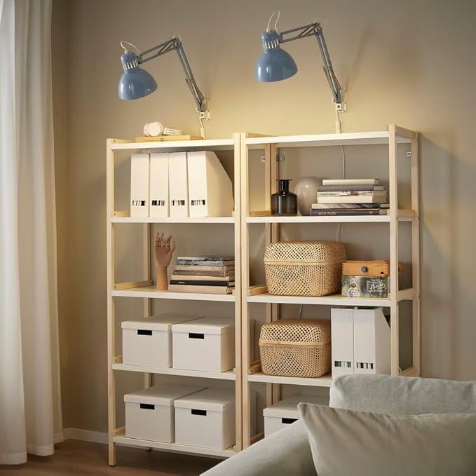 Adjustable Swing Arm Desk Lamp, Light Blue Steel, 7 Inch Shade, LED Compatible, with Clamp Mount, 4.9 Ft Cord (Light Blue)