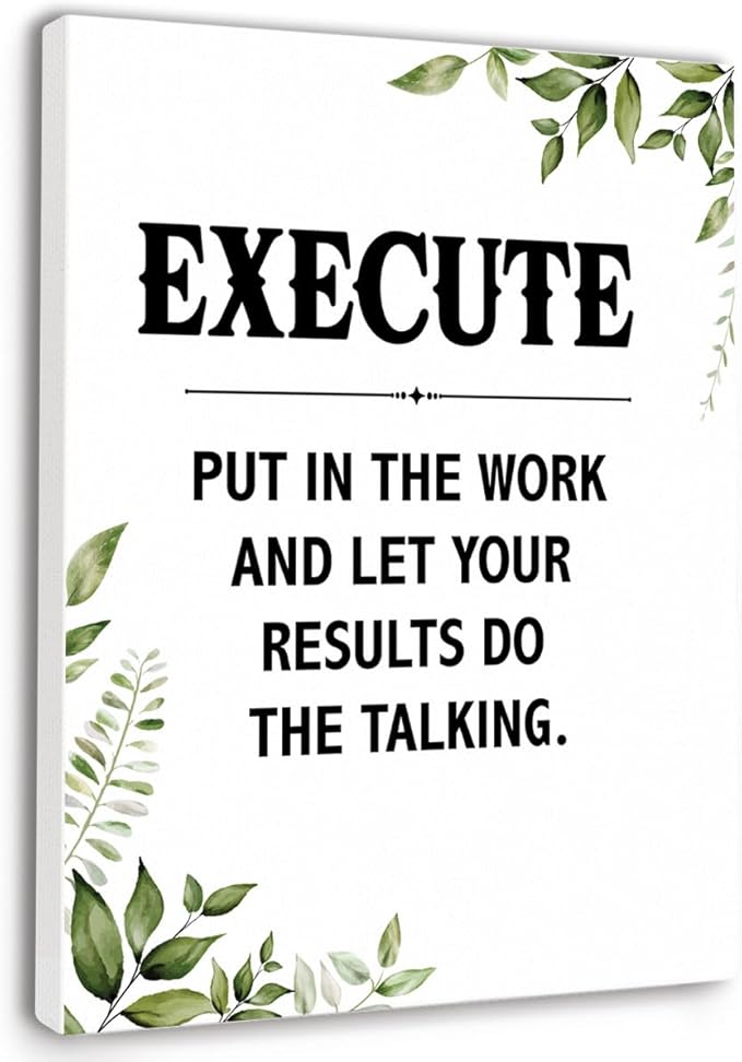 Gwisml Execute Quotes Wall Art,Inspirational Quotes Canvas Frame Paintings For Office Home Workplace Wall Art Decor