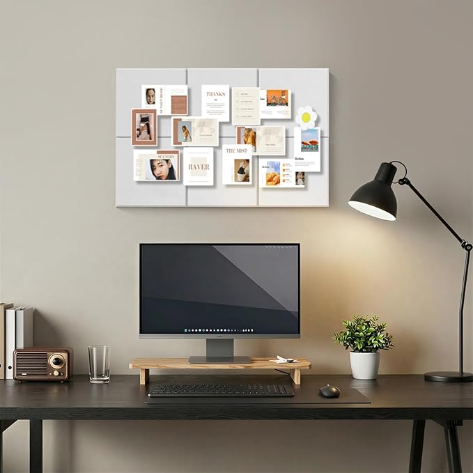 Large Cork Boards for Walls – 36" x 24" Self Adhesive Felt Wall Tiles, Ideal for Office Black Bulletin Board, Easy to Install Pin Board Photo Board