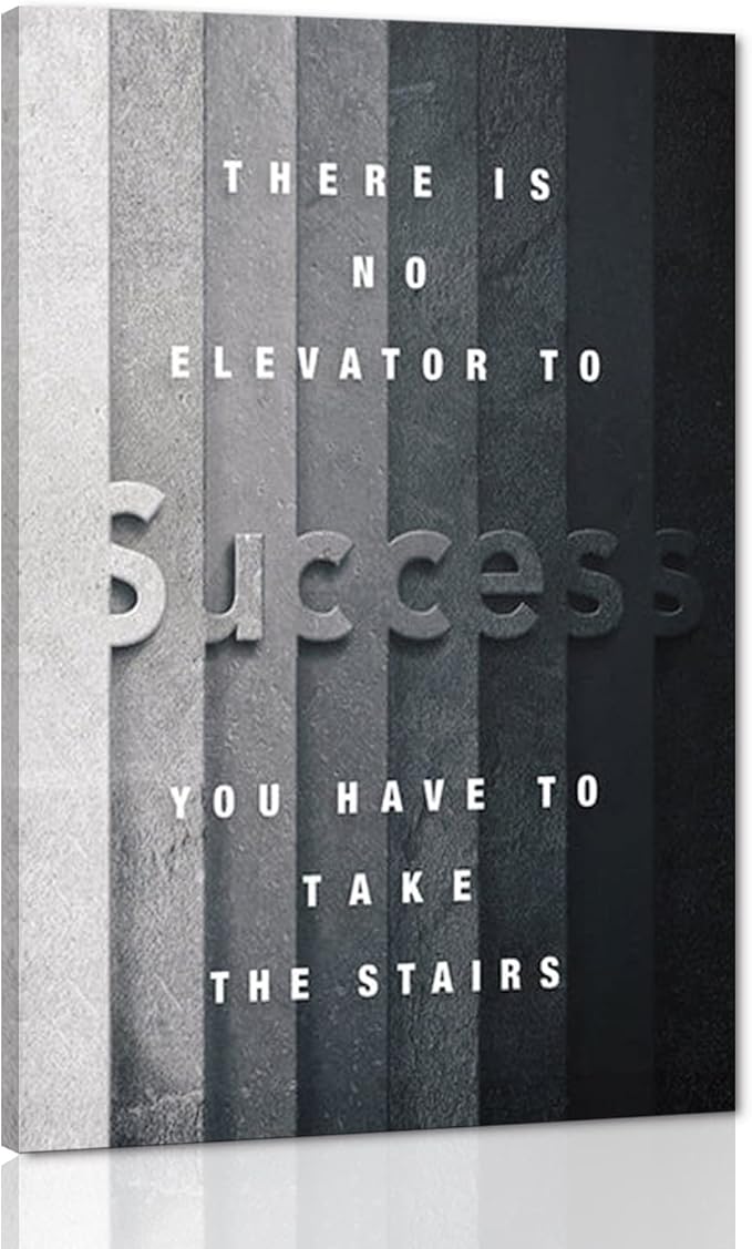 Office Wall Art There Is No Elevator to Success You Have To Take The Stairs Success Inspirational Artwork for Home Office School Gym Wall Decoration Stretched and Framed Ready to Hang -24"WX36"H