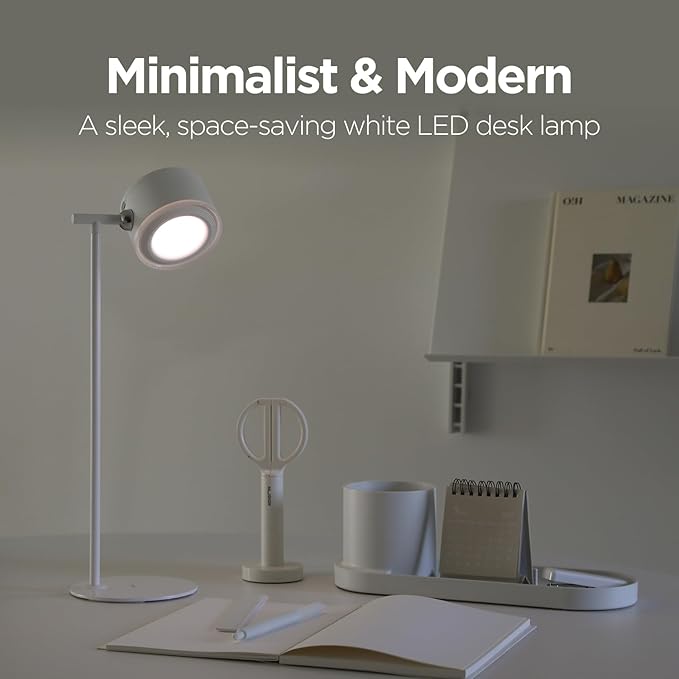 mooas Dual Cordless LED Desk Stand USB-C Rechargeable, Magnetic Flicker-Free LED Desk Lamp, 3 Brightness Levels Touch Control 360° Adjustable, Wall-Mounted Task Light for Reading Home Office Study