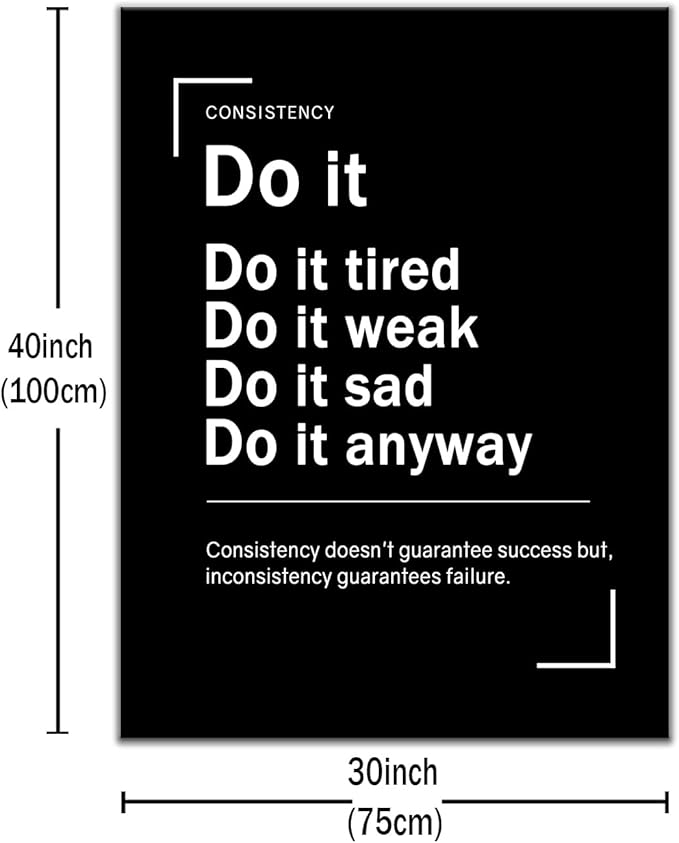 Motivational Quotes Canvas Wall Art Painting Poster for Home Black and White Inspirational Sign Picture Print Wall Decor Artwork for Living Room School Office Gym Stretched and Framed [30''Wx 40''H]