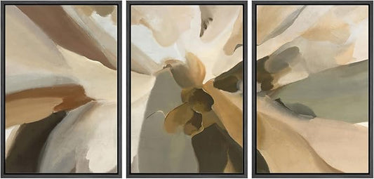 MUDECOR Framed Wall Art Print Set Minimalist Earthy Abstract Floral Illustrations Modern Art Boho Decorative Colorful Chic for Living Room, Bedroom, Office - 16"x24"x3 Black