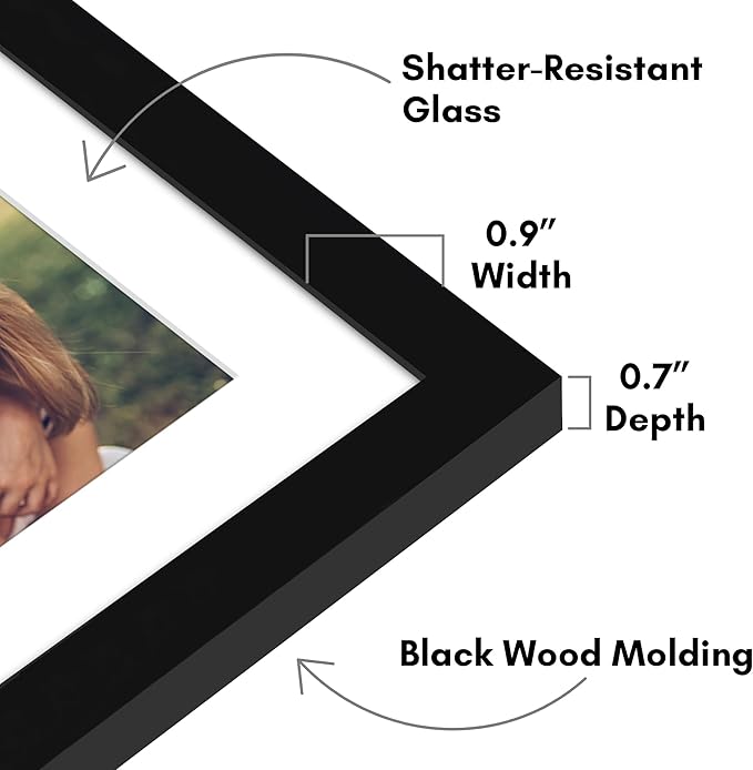 Americanflat 4x6 Collage Picture Frame with Shatter-Resistant Glass - Fits Four 4x6 Photos or Use as One 12x12 Picture Frame - Signature Collection - Collage Frames for Wall Display - Black