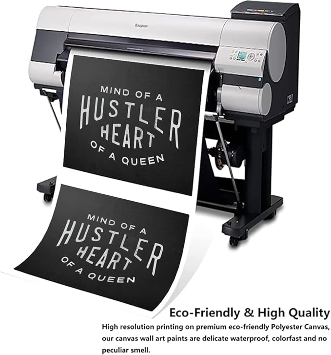Mind Of A Hustler Heart Of A Queen - Inspirational Contemporary Entrepreneur Quotes Canvas Wall Art Black and White Motivational Framed Artwork HD Print Easy to Hang-16 Wx12 H
