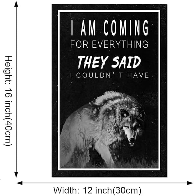 Inspirational Canvas Wall Art Motivational Entrepreneur Painting Wolf Picture Inspiration Motivation Quotes Poster Prints Artwork Decor for Home Office House Bedroom Framed Easy to Hang (12" Wx16 H)