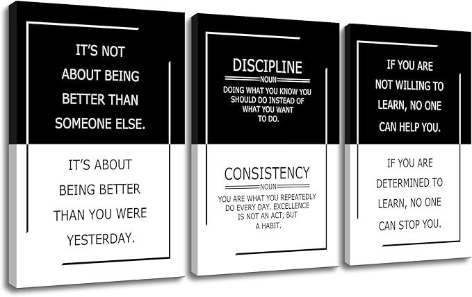 Motivational Poster for Office Decor 3 Piece Practice Success Quote Inspirational Wall Art Canvas Prints Artwork for Modern Home Living Room Painting Pictures Stretched and Framed[72''Wx 36''H]