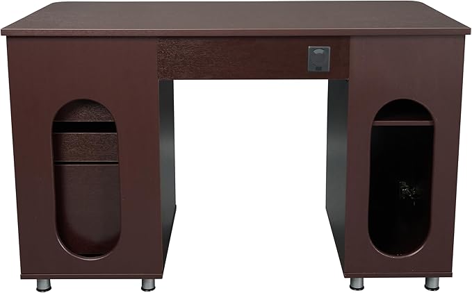 Techni Mobili 47.5'' Computer Desk with File Cabinet and Drawers, Storage Cabinet with Removable Shelf and Ventilation for CPU, Home Office Desk or Computer Workstation with Keyboard Tray (Chocolate)