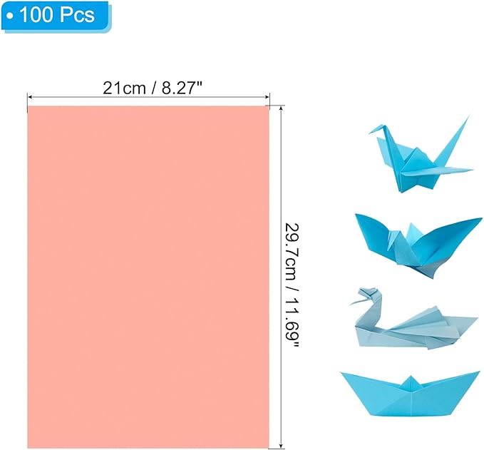 PATIKIL Fluorescent Pink Colored Copy Paper, 100 Sheets 11.7x8.3" A4 19lb/70gsm Double Sided Colorful Print Paper Bulk Sheet DIY Craft Art Projects Supplies for Printer Origami