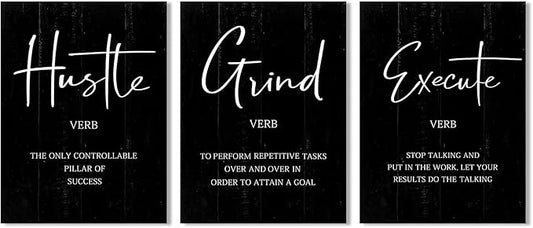 Inspirational Quotes Office Wall Art: Uplifting Motivational Poster Positive Office Decor, Black Picture Inspiring Sayings Prints 12x16” 6 Piece