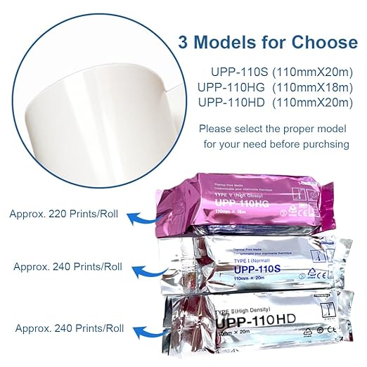 UPP-110HD Ultrasound Video Recording Film Media Thermal Printer Paper, 110mmX20m (10 Rolls)