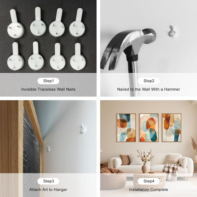 Large Abstract Color Block Framed Canvas Wall Art,Boho Orange and Blue Ovals Wall Decor,Modern Colorful Shape Artwork,Watercolor Geometric Art Print for Living Room,Bedroom,Office- 16"x24"x3