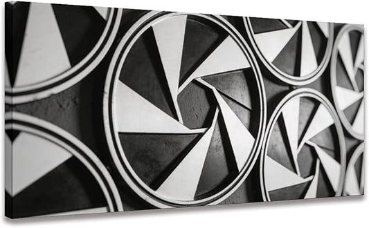 Modern Geometric Framed Canvas Wall Art for Living Room, Black White Abstract Decor 32"L x 16"W