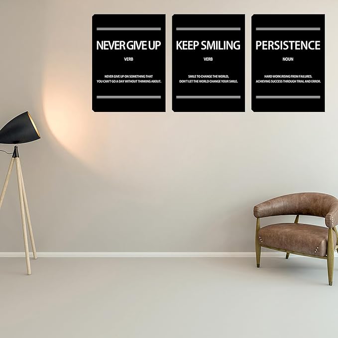Halioyo Motivational Wall Decor 3 Pieces Inspirational Canvas Wall Art, Positive Quotes Posters Wall Decor for Office Bedroom Living Room Dorm Classroom, 12 x 16 inch