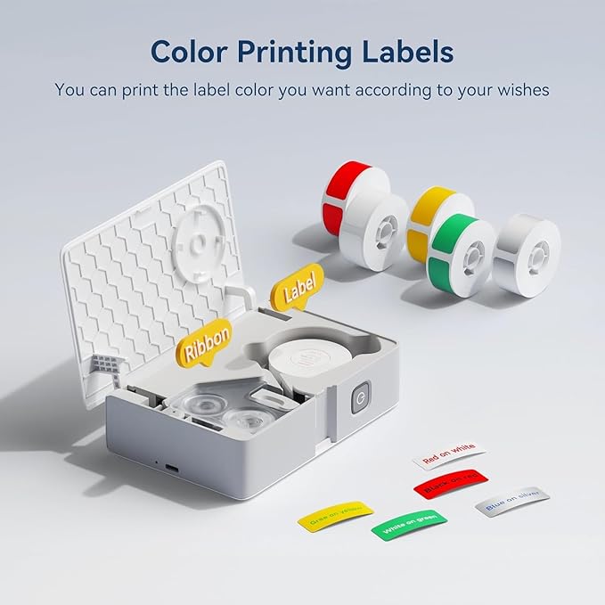 Label Maker-N1 Bluetooth Label Maker Machine, Portable Label Printer with Ribbon and Paper-Smartphone Label Printer for Labeling Office Medical Chemistry Industry Organization, Type-C Rechargeable