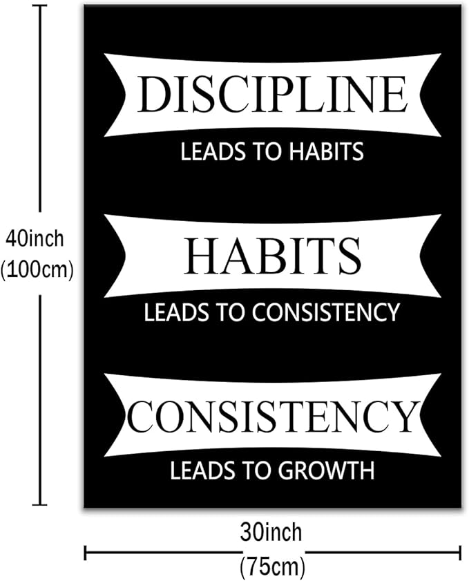 Large Inspirational Wall Art Poster Painting Discipline Motivational Quotes Printed on Canvas Positive Picture Wall Decor for Living Room Office Workplace Artwork Stretched and Framed [30''Wx 40''H]