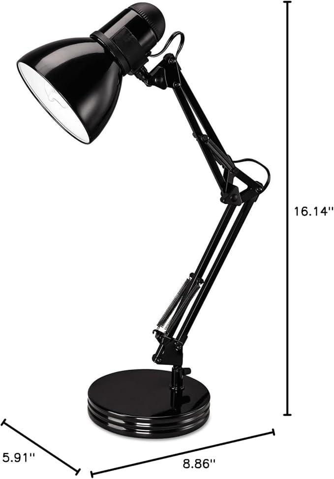Alera ALE Architect Desk Lamp, Adjustable Arm, 22" High, Black