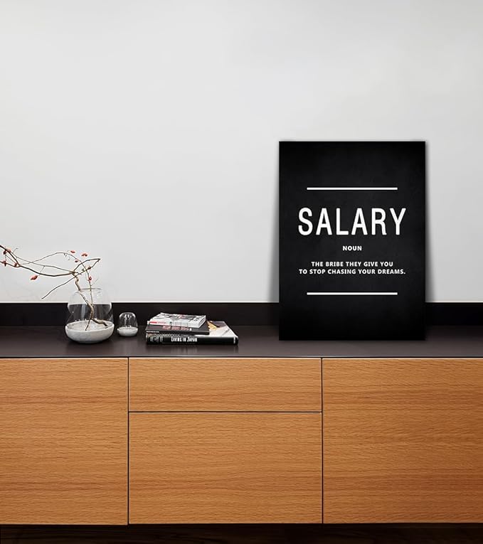 Motivational Canvas Wall Art - Inspirational Leadership & Salary Quotes, Framed Office Decor for Bosses and Entrepreneurs, Ready to Hang (12x16 Inches)