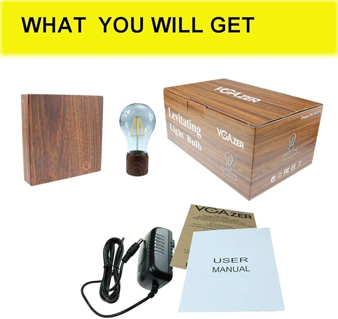 VGAzer Magnetic Levitating Floating LED Light Bulb Desk Lamp for Unique Gifts, Room Decor, Night Light, Home Office Decor Desk Tech Toys