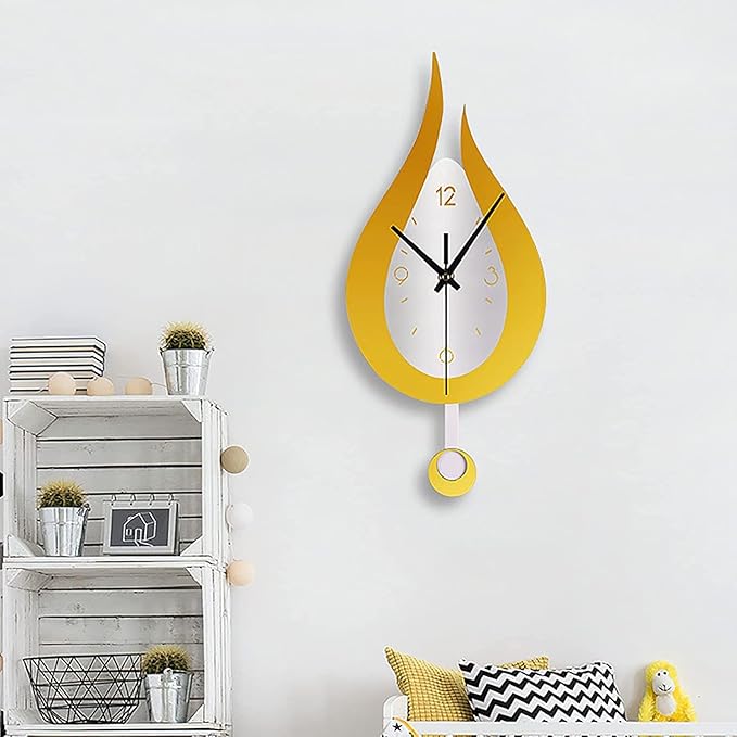 Wall Clock Wall Clock 3D Modern Wall Clock Decor Decorative Office Wall Clock with Pendulum Silent Numerals Water Drop Wall Clock Modern Clock (A 17 * 38cm)