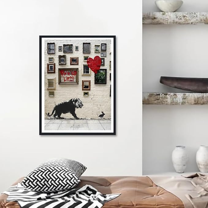 Inspirational Wall Art Run for Your Lives Motivational Posters Tiger and Rabbit Canvas Print Wall Decor for Office Classroom Living Room Decor Ready to Hang 12X16inch