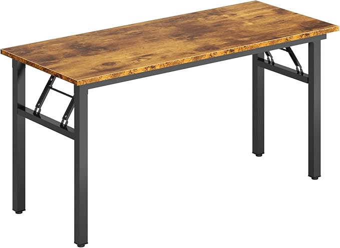 DlandHome Computer Desk, 59.8Inch Office Desk Computer Table, Study Writing Study Desk for Home Office, Retro + Black Leg