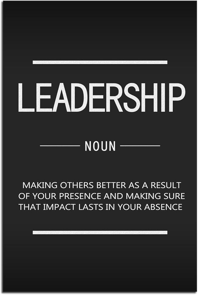 Inspirational Canvas Wall Art Leadership Noun Office Decoration Inspiring Entrepreneur Positive Quotes Inspiration Painting Poster Print Artwork Home Frame Ready to Hang[12''W X 18''H]