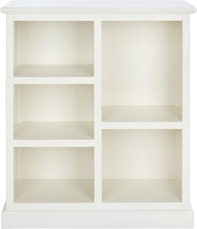 SAFAVIEH Home Collection – Maralah 5-Shelf Solid Wood Bookcase, White, 25" Wide Storage Display Shelf, Fully Assembled (AMH6634B)