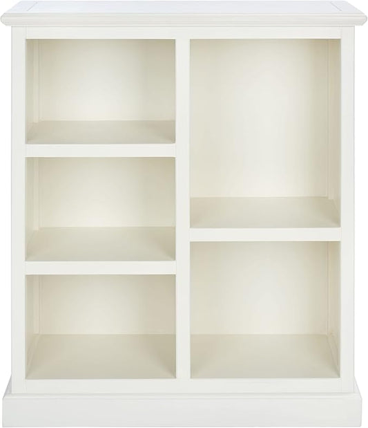 SAFAVIEH Home Collection – Maralah 5-Shelf Solid Wood Bookcase, White, 25" Wide Storage Display Shelf, Fully Assembled (AMH6634B)
