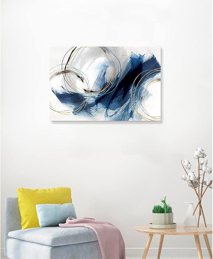 Wall Art Canvas Abstract Art Paintings Blue Fantasy Colorful Graffiti on White Background Modern Artwork Decor for Living Room Bedroom Kitchen 30x20in