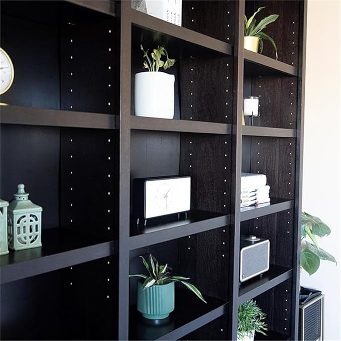 BOWERY HILL 84" Tall Triple Wide Wood Bookcase, Chocolate Espresso Finish, 18 Shelves, Solid Wood Veneer, Adjustable Storage, Durable Design for Home or Office Use, Traditional Style Furniture