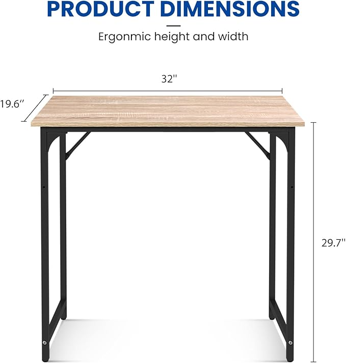 Computer Desk, 32 Inch Office Desk with Metal Frame, Home Office Desk, Modern Simple Style for Small Space Home Office, Living Room, Bedroom, Nature