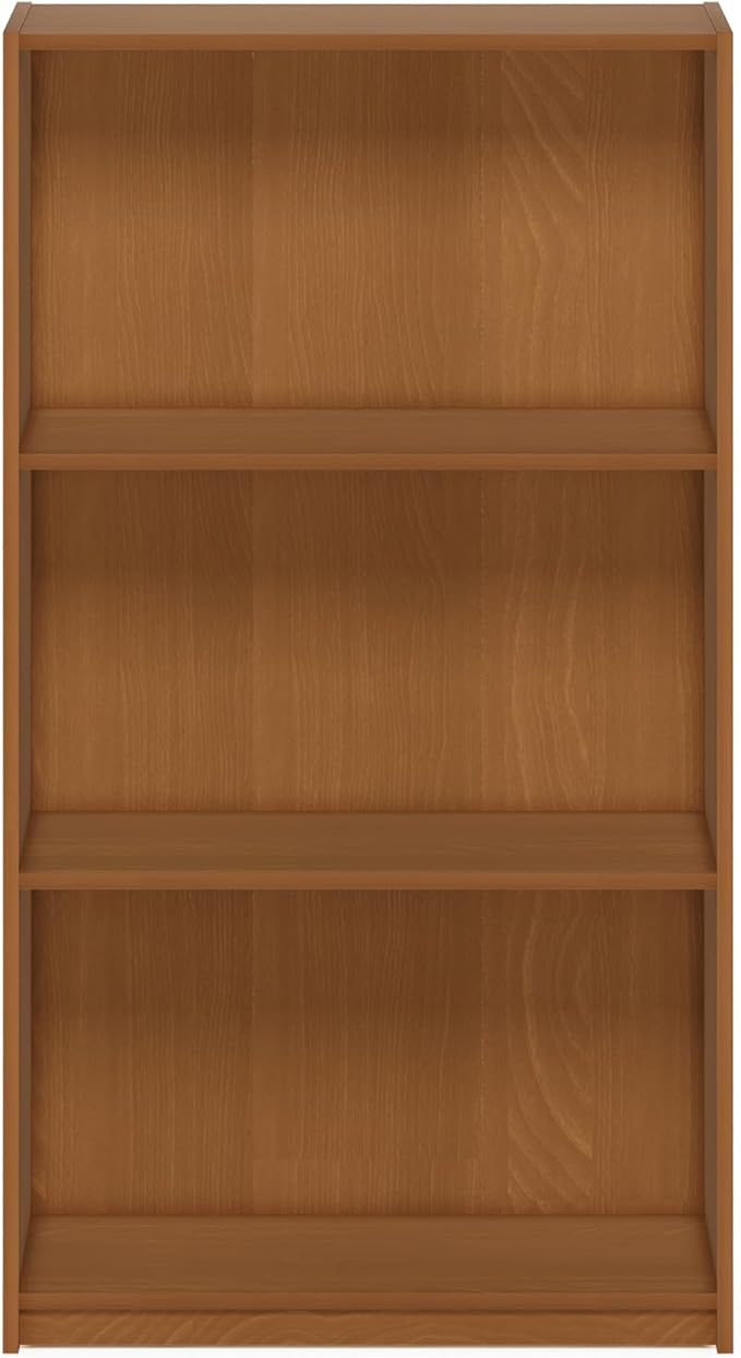 Furinno Basic Book Shelf, 3-Tier Modern Bookshelf, Bookcase with Open Shelves, 9.3 x 21.8 x 39.5, for Living Room, Bedroom, Home Office, Natural Oak