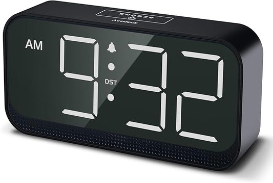Battery Operated Digital Clock: Cordless Small Alarm Clock for Bedroom Travel - Large Numbers 4 Dimmers for All Ages White Digits