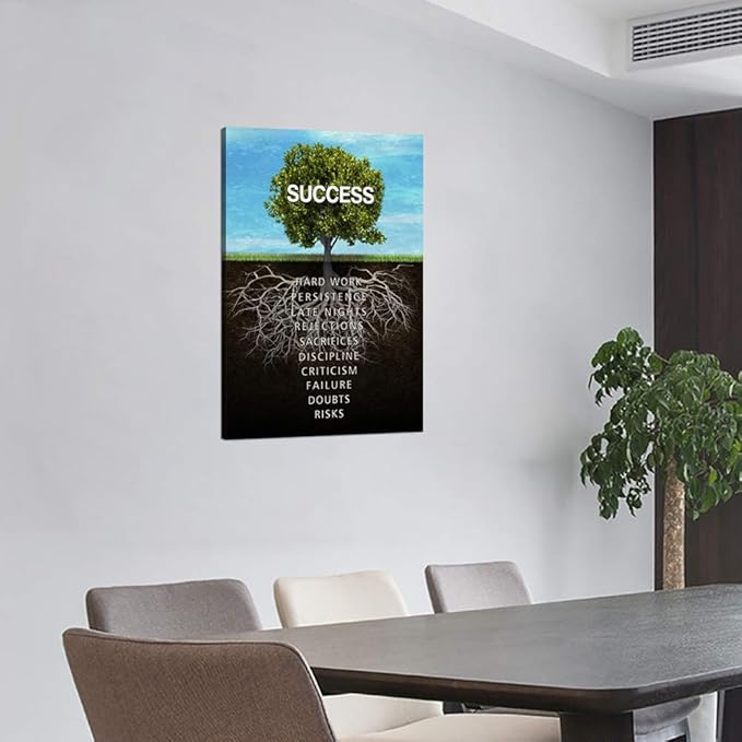 Yatsen Bridge Successful Tree Canvas Wall Art Modern Artwork Motivational Teamwork Entrepreneur Quotes Print Poster Stretched by Wooden Frame for Office Gym Decor - 12''W x 16''H