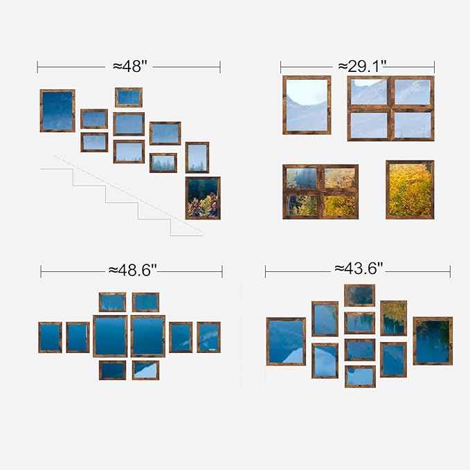 Rustic Picture Frames,10 Pack Collage Picture Frames,Gallery Wall Frame Set with Two 8x10, Four 5x7, Four 4x6, Farmhouse wood Photo Frames for living room Wall Gallery Decor or Desk, rustic Black