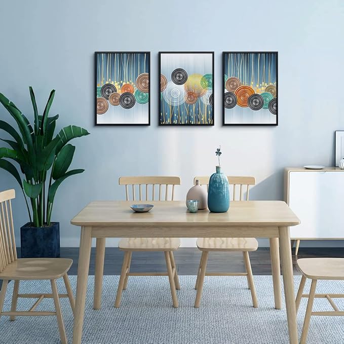 Black Framed 3 Piece Art Prints - Boho & Minimalist Abstract Wall Art for Living Room, Bedroom & Office