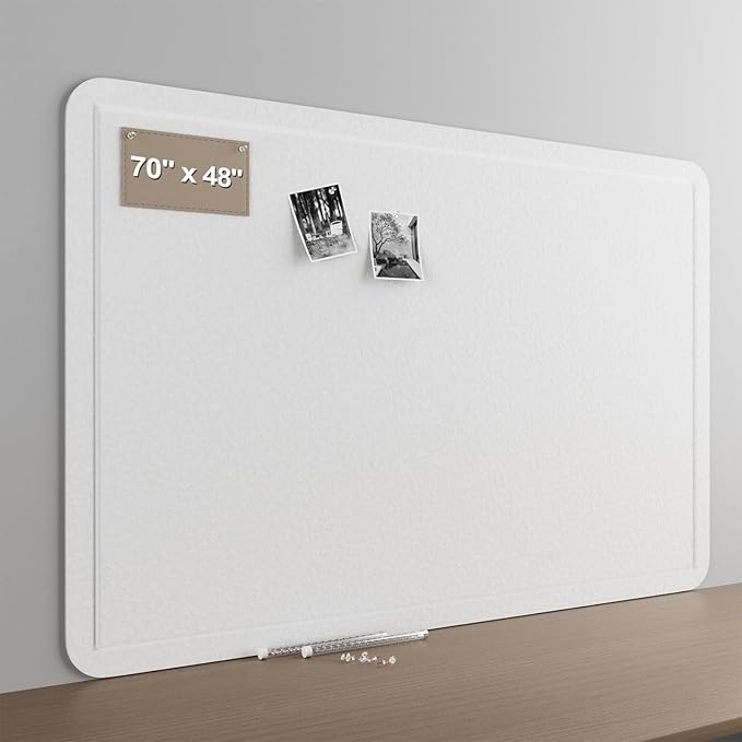 Large Felt Bulletin Board for Wall, 72"x48" Frameless Picture Board, Soft Felt Cork Board for Office, Home Planning & Office Wall Decor, Easy Install Pin Board