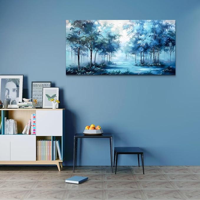 Wapluam Foggy Forest Landscape Wall Art - Large Canvas Wall Decor for Living Room, Bedroom, Office - Ready to Hang