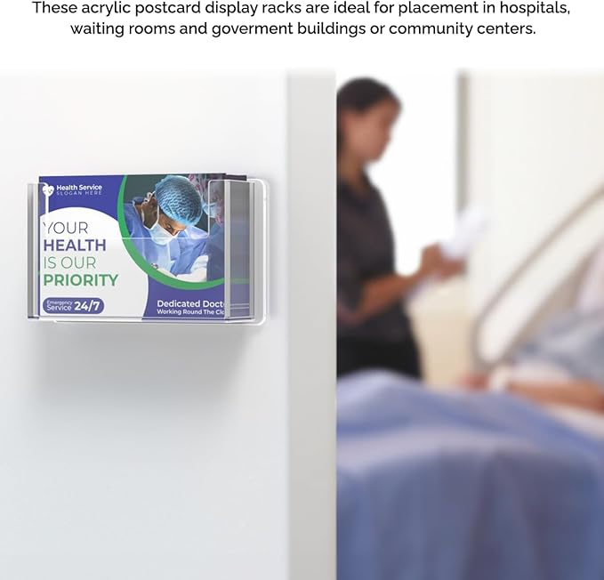 Marketing Holders Postcard Holder Bin Single Clear Plastic 6" x 4" Pocket Index Cards Prayer or Sticker Wall Mount Greeting Display Rack for Retail Store Owners and Beach Boutiques