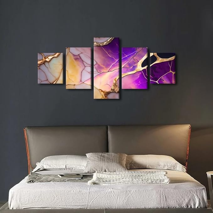 Canvas Wall Art Decor for Home Modern Abstract Canvas Wall Art 5 Panel House Wall Decor Abstract Mysterious Universe Poster Prints for Living Room Decoration Stretched Ready to Hang 50x24 in