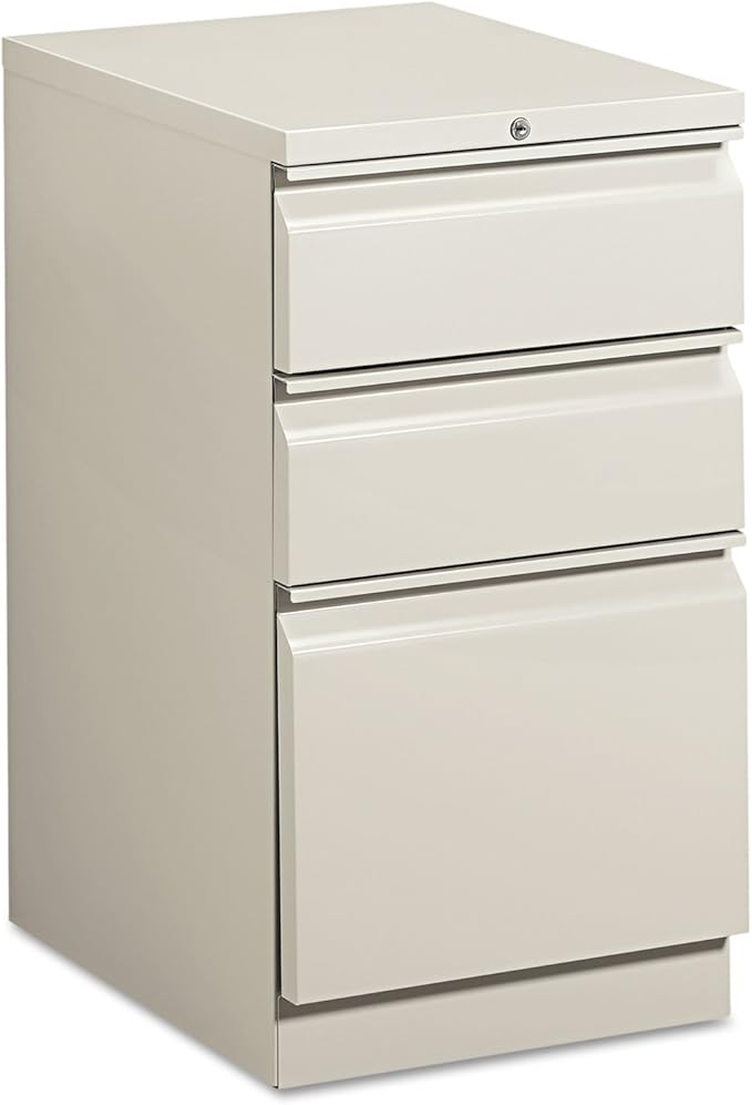 HON 33720RQ Efficiencies Mobile Pedestal File w/One File/Two Box Drwrs, 19-7/8d, Lt Gray