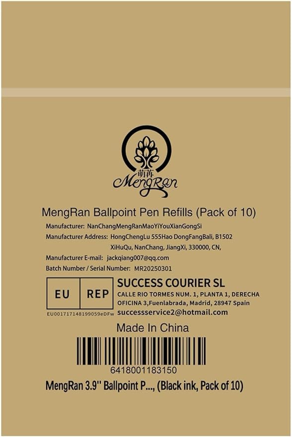 MengRan 3.9'' Ballpoint Ink Pen Refills for Click Pens,1mm Medium Tip,Compatible with Parker Pen Refill,Pack of 10 (Black Ink)