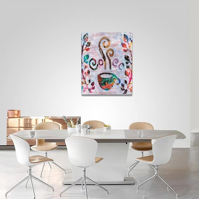 yerretin Abstract Banksy Coffee Wall Art Graffiti Pictures Wall Decor Dining Room Canvas Painting Modern Artwork Home Decoration for Kitchen Cafe Coffee Bar Framed 16"x20"
