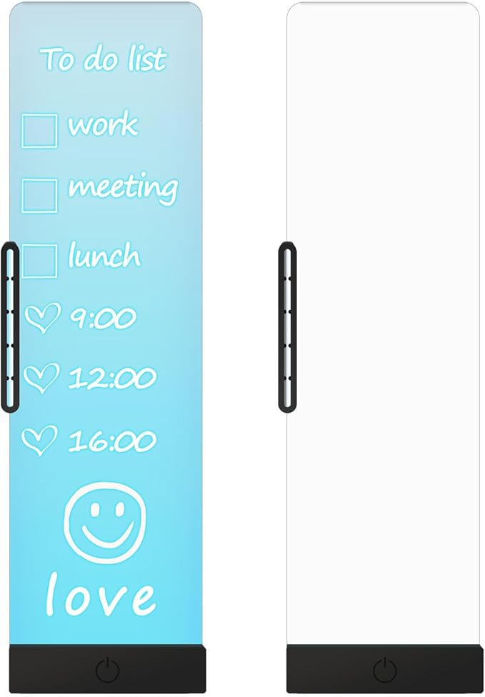 LED Memo Board with Sticky Note Holder, Office Supplies, Monitor Memo Board, Clear Acrylic Computer Monitor Organizer, Work from Home Essentials, Multifunction Workspace Accessories (Black-R)