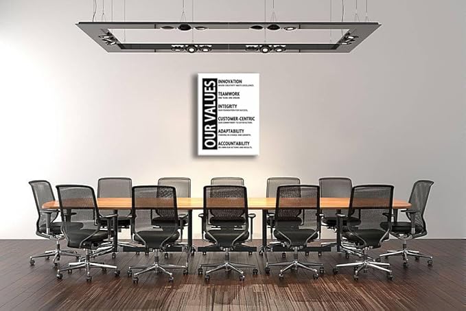 Inspirational Posters Office Wall Decor Motivational Wall Art Prints on Canvas Inspiring Quotes Our Values Painting Pictures Wooden Artwork Decor for Living Room Company Home Framed[30''W x 40''H]